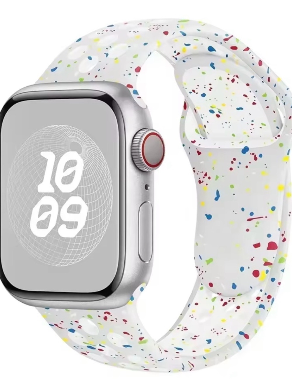 White Multi-Speckle Silicone Watch Band for Apple